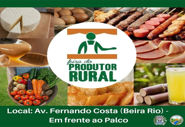 Atenção Cidadãos! Hoje, quarta-feira, 03/11, pós-feriado, é dia da FEIRA DO PRODUTOR RURAL, a partir das 16 horas, na Avenida Beira Rio! PARTICIPEM!!!