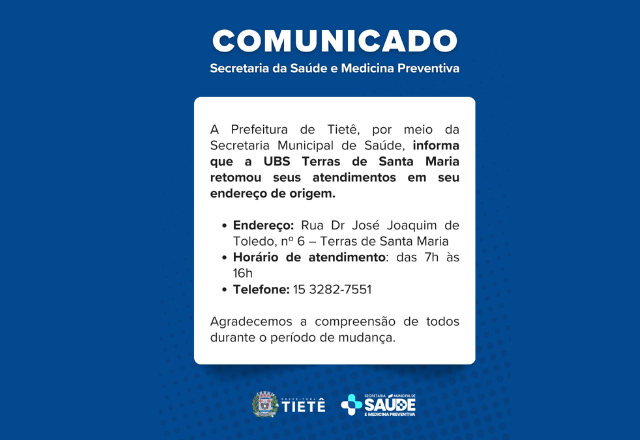 UBS do bairro Santa Maria retoma atendimentos