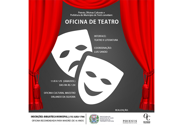 Secretaria de Cultura oferece oficina de teatro
