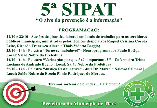 5ª SIPAT tem início dia 21 de outubro