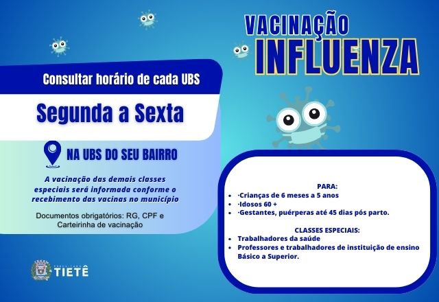 VACINAÇÃO CONTRA INFLUENZA!