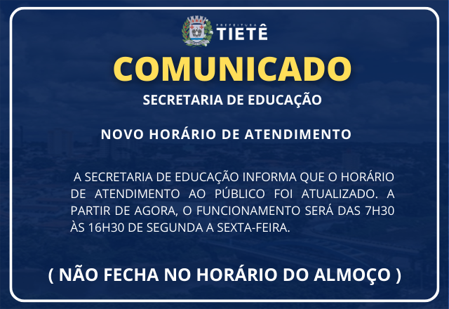 COMUNICADO - SECRETARIA DE EDUCAÇÃO
