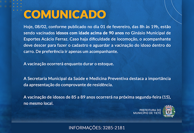 Início da vacinação de idosos