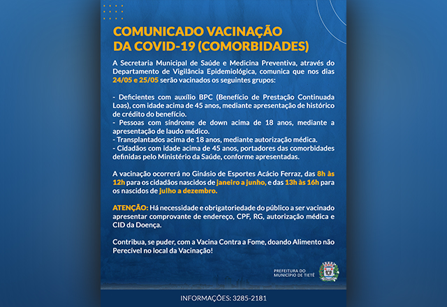 Vacinação contra a Covid-19 (Comorbidades)