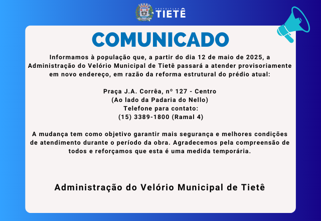COMUNICADO VELÓRIO MUNICIPAL