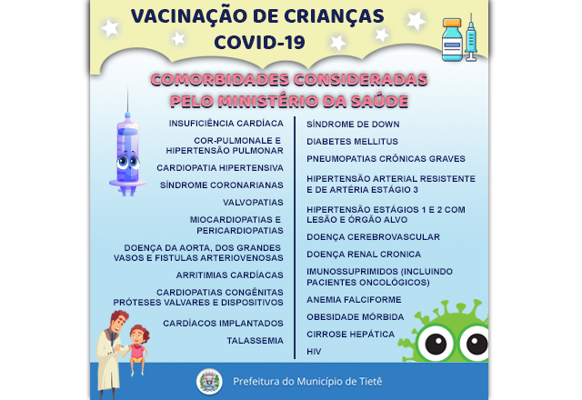 VACINAÇÃO INFANTIL COVID-19 - COMORBIDADES CONSIDERADAS PELA MINISTÉRIO DA SAÚDE