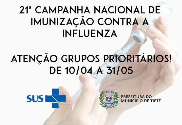 21ª Campanha Nacional de Vacinação Contra a Influenza tem início em abril