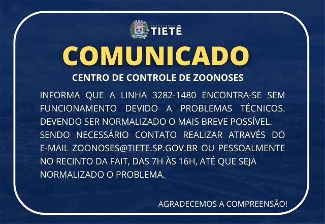 COMUNICADO CONTROLE DE ZOONOSES