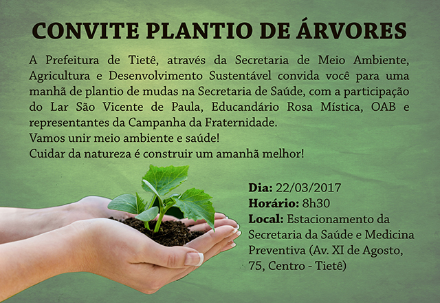 Secretaria de Meio Ambiente convida para plantio de mudas