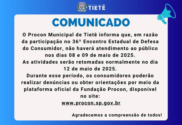 COMUNICADO PROCON- 07/05
