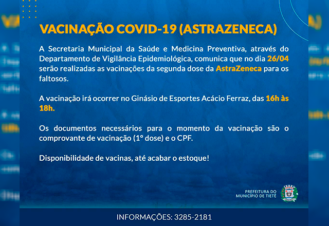 Vacinação contra a Covid-19 (AstraZeneca)
