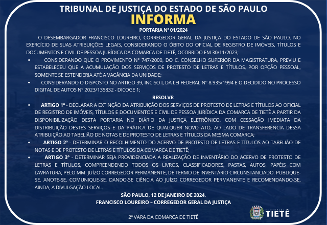 TJSP INFORMA:
