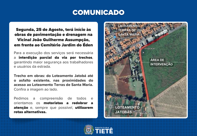 PAVIMENTAÇÃO E DRENAGEM NA VICINAL JOÃO GUILHERME ASSUMPÇÃO