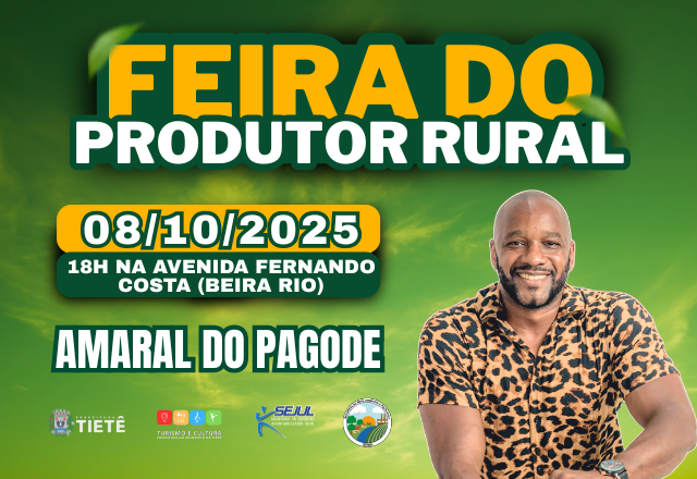 Feira do Produtor recebe Pagode do Amaral dia 08 de outubro