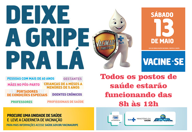 Sábado tem dia D da vacinação contra influenza