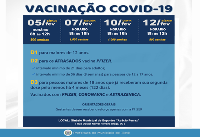 VACINAÇÃO COVID 19 (05/02 a 12/02)