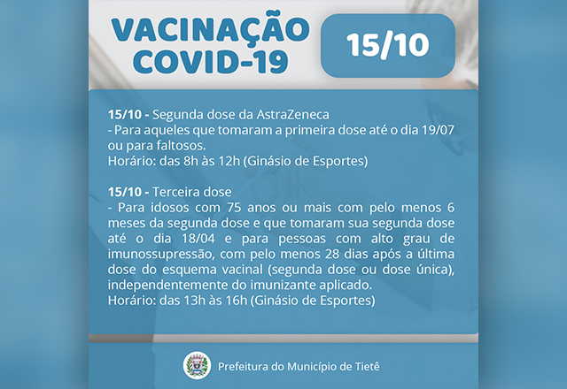 VACINAÇÃO CONTRA A COVID-19 (15/10)