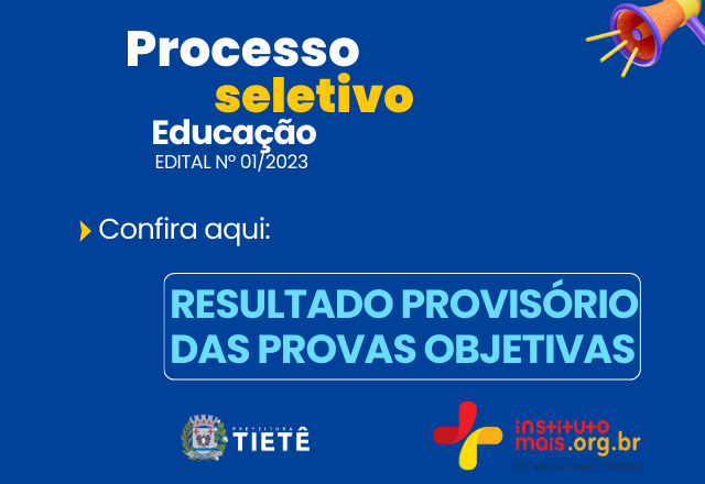 RESULTADO PROVISÓRIO DAS PROVAS OBJETIVAS