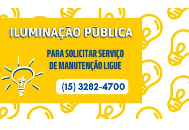 ATENÇÃO AO CONTATO PARA PROBLEMAS COM A ILUMINAÇÃO PÚBLICA