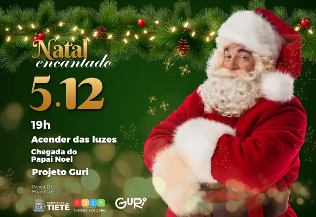 Tietê dá início às festividades natalinas com acendimento das luzes, chegada do Papai Noel e apresentação do Projeto Guri