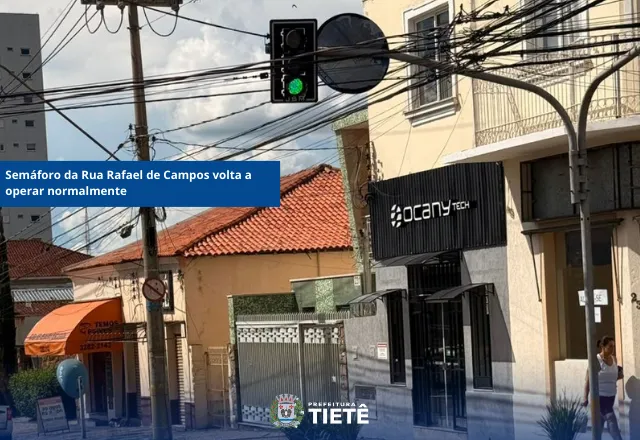Semáforo da Rua Rafael de Campos volta a operar normalmente