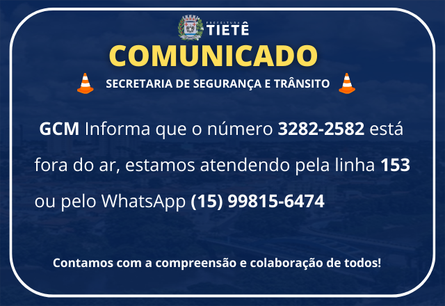 COMUNICADO - SECRETARIA DE SEGURANÇA E TRÂNSITO
