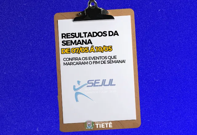Resultados da Semana SEJUL | 07/05 a 10/05