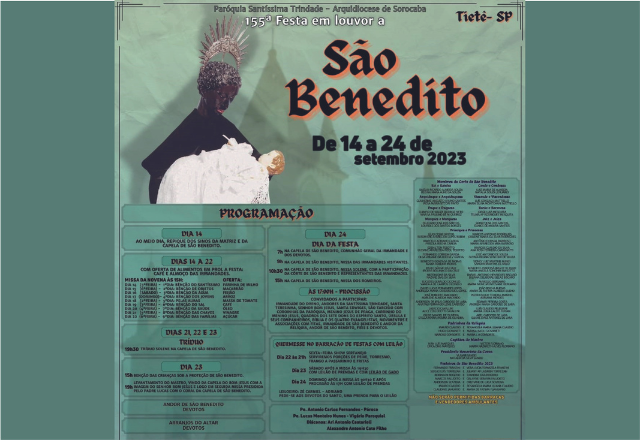 PROGRAMAÇÃO RELIGIOSA 155ª FESTA DE SÃO BENEDITO