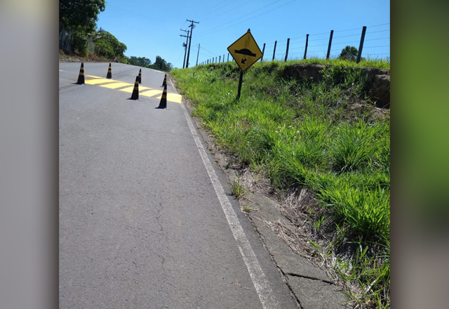 Estrada vicinal Alexandre Carpim recebe nova sinalização horizontal