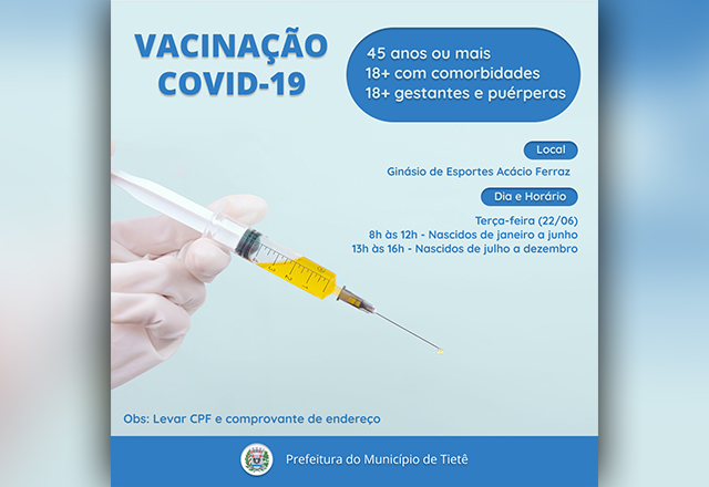 VACINAÇÃO CONTRA A COVID-19 (45 ANOS OU MAIS)