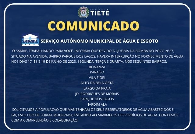 COMUNICADO SAMAE- 17/07/2023