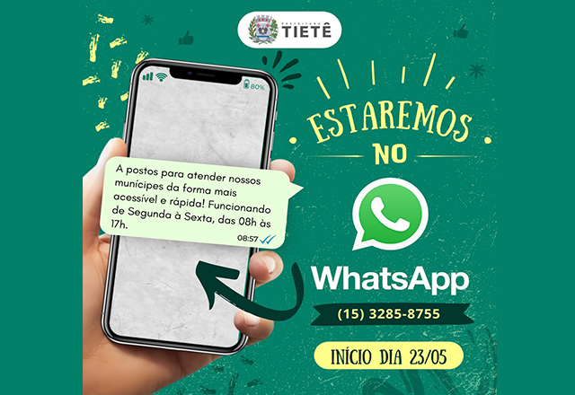 WHATSAPP DA PREFEITURA É O NOVO CANAL DE COMUNICAÇÃO DO CIDADÃO COM A ADMINISTRAÇÃO MUNICIPAL