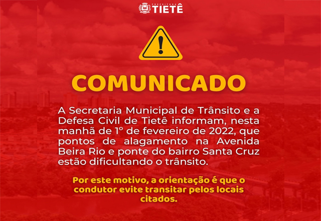 COMUNICADO SECRETARIA MUNICIPAL DE TRÂNSITO E DEFESA CIVIL