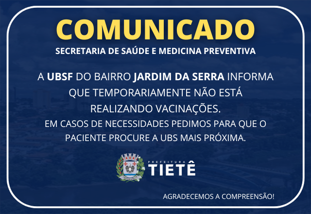 COMUNICADO - SECRETARIA DE SAÚDE
