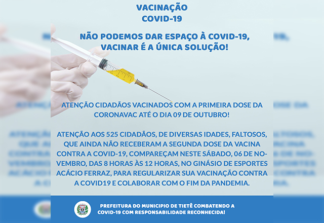 NÃO PODEMOS DAR ESPAÇO À COVID-19, VACINAR É A ÚNICA SOLUÇÃO!