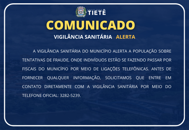 VIGILÂNCIA SANITÁRIA - ALERTA