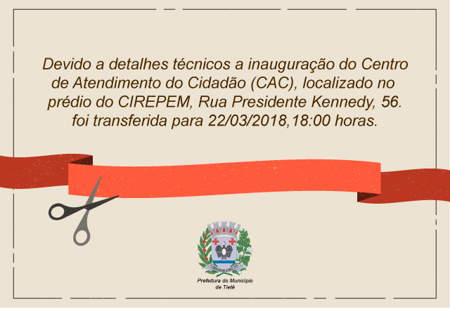 Inauguração do Centro de Atendimento ao Cidadão foi adiada