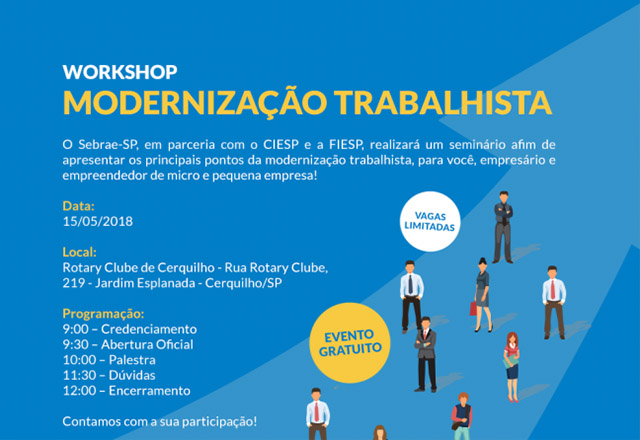 Sebrae oferece workshop em Cerquilho